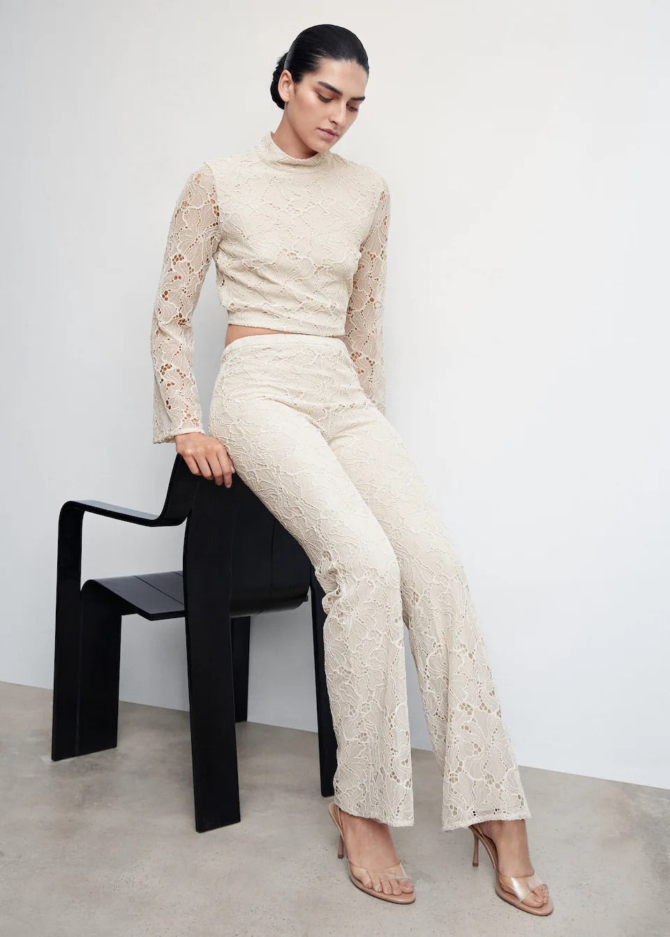 Lace flare trousers