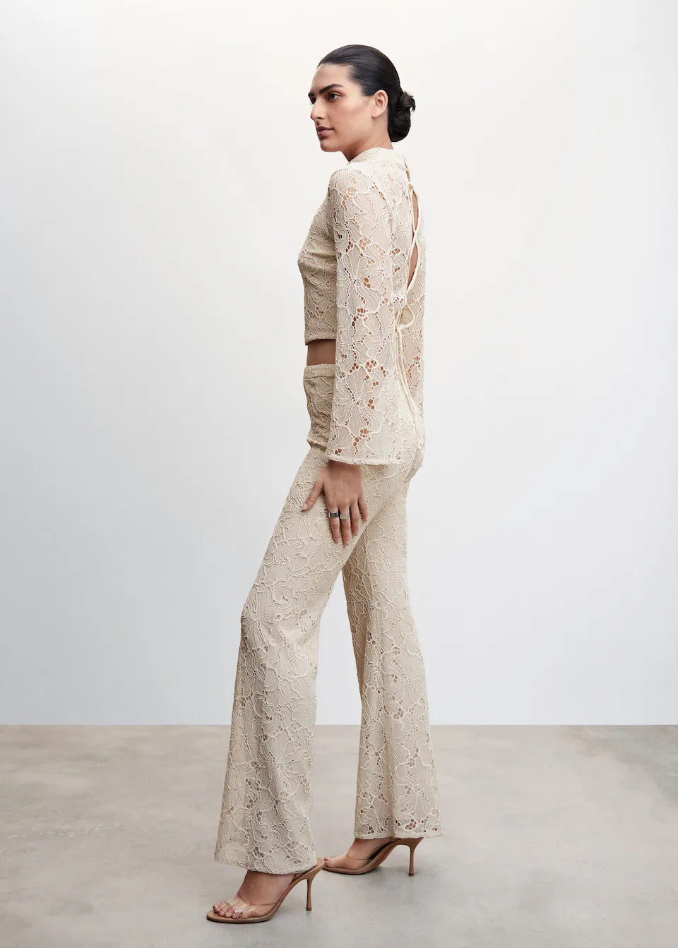Lace flare trousers