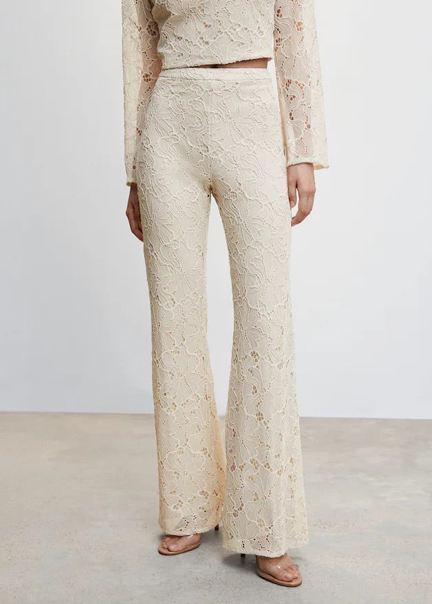 Lace flare trousers
