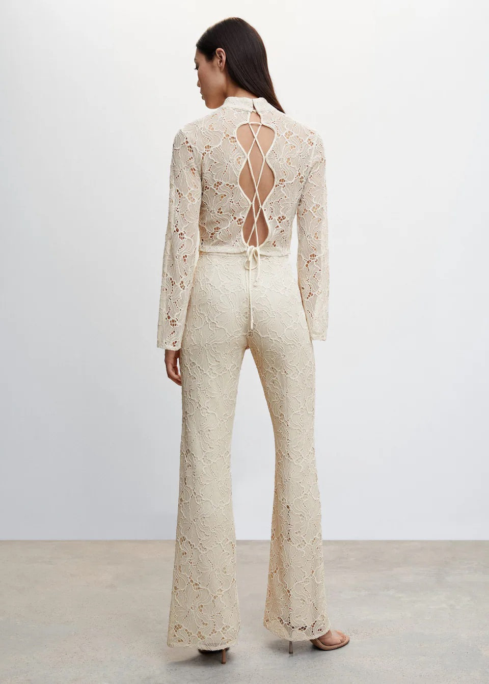 Lace flare trousers