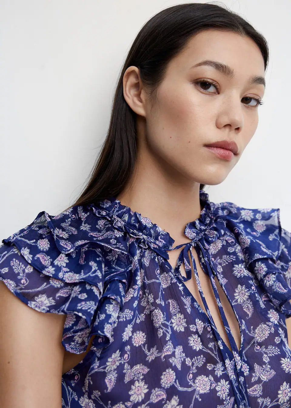 Floral ruffled blouse