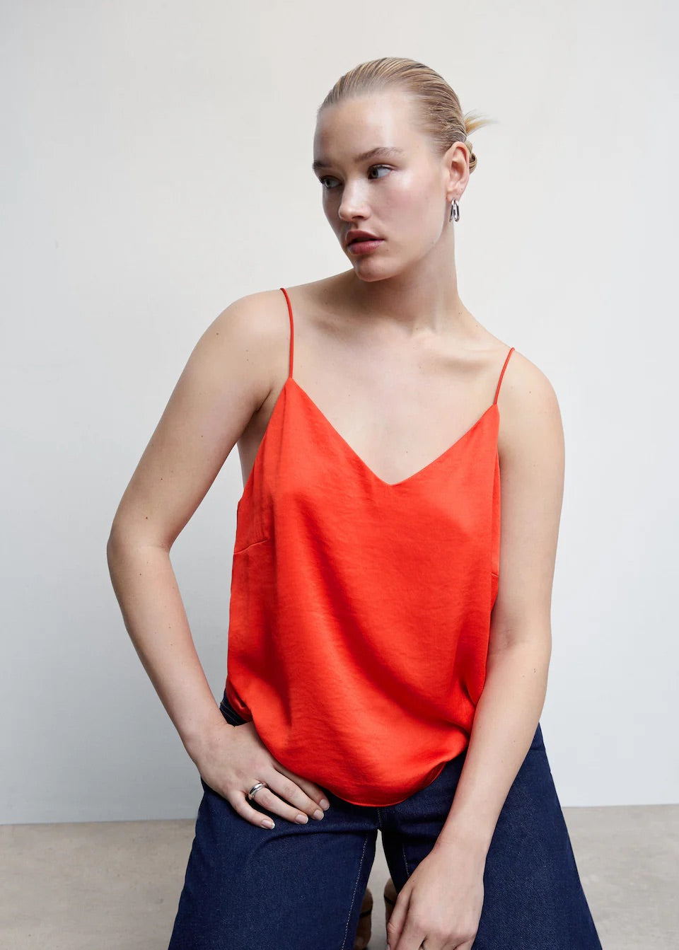 Satin top with straps