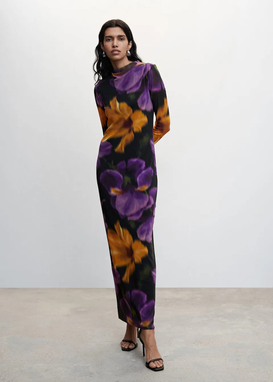 Floral print tulle dress