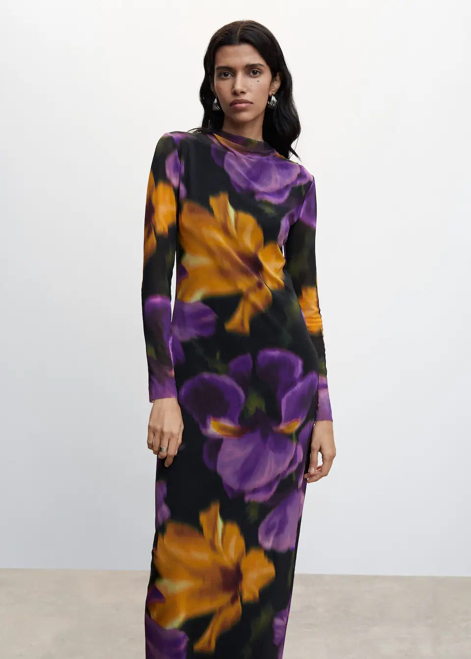 Floral print tulle dress