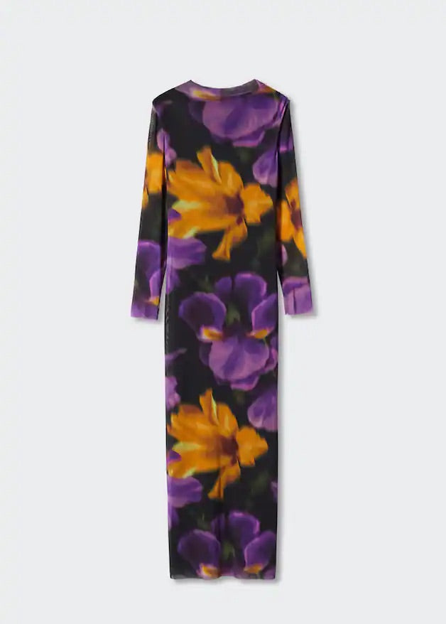 Floral print tulle dress