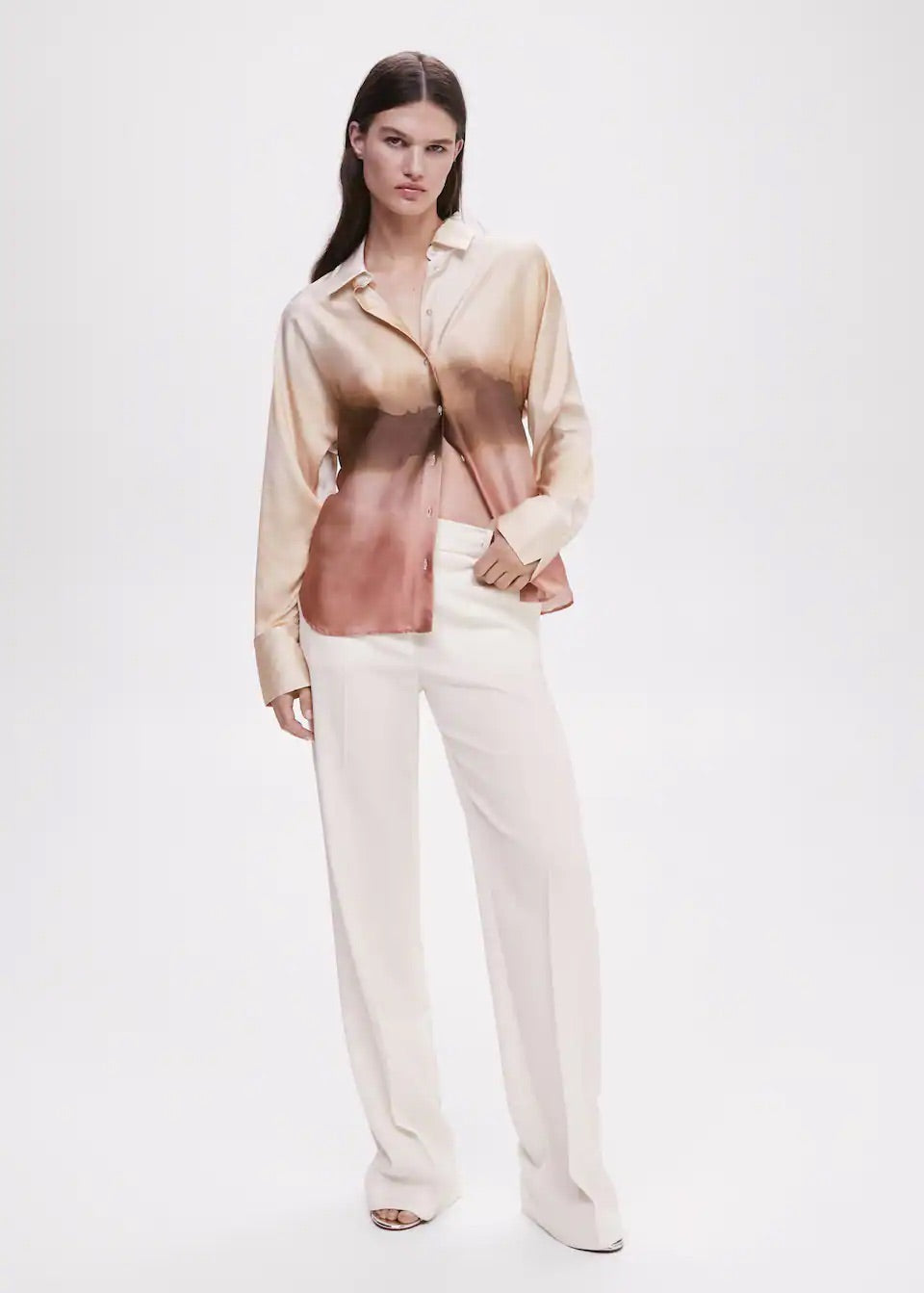 Tie-dye effect satin shirt