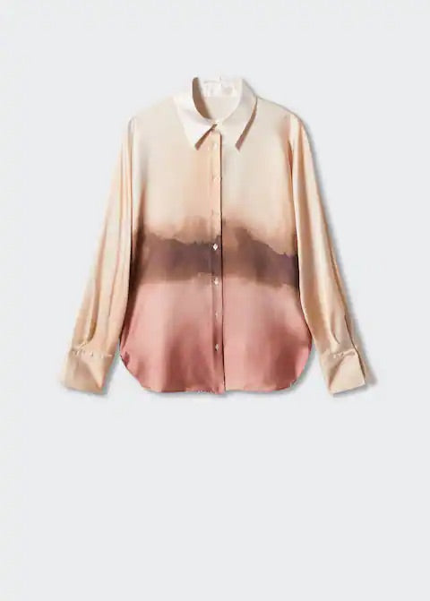 Tie-dye effect satin shirt