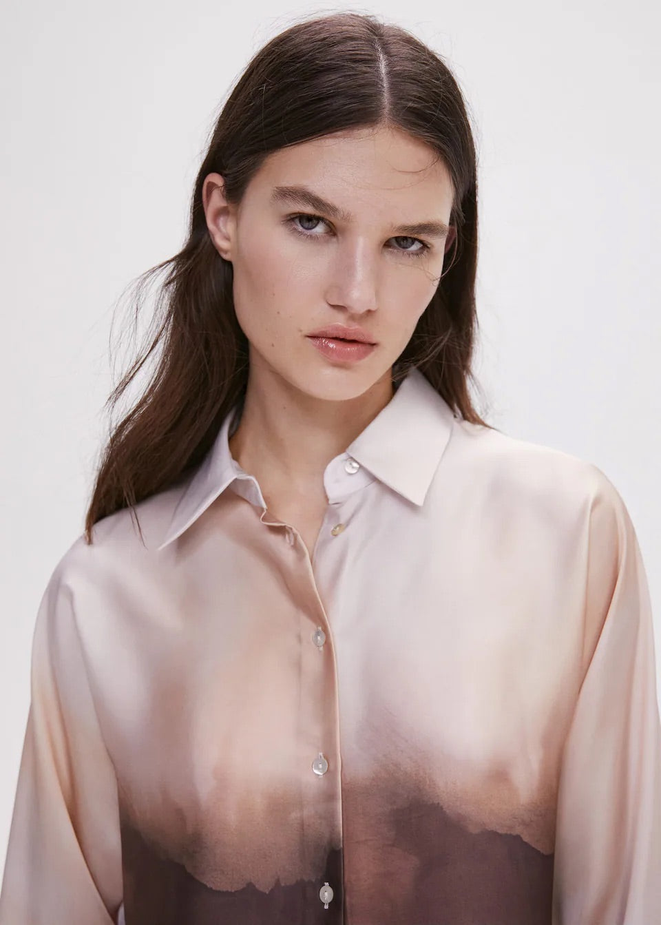 Tie-dye effect satin shirt