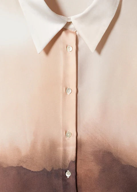 Tie-dye effect satin shirt