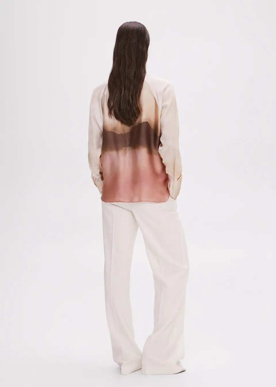 Tie-dye effect satin shirt