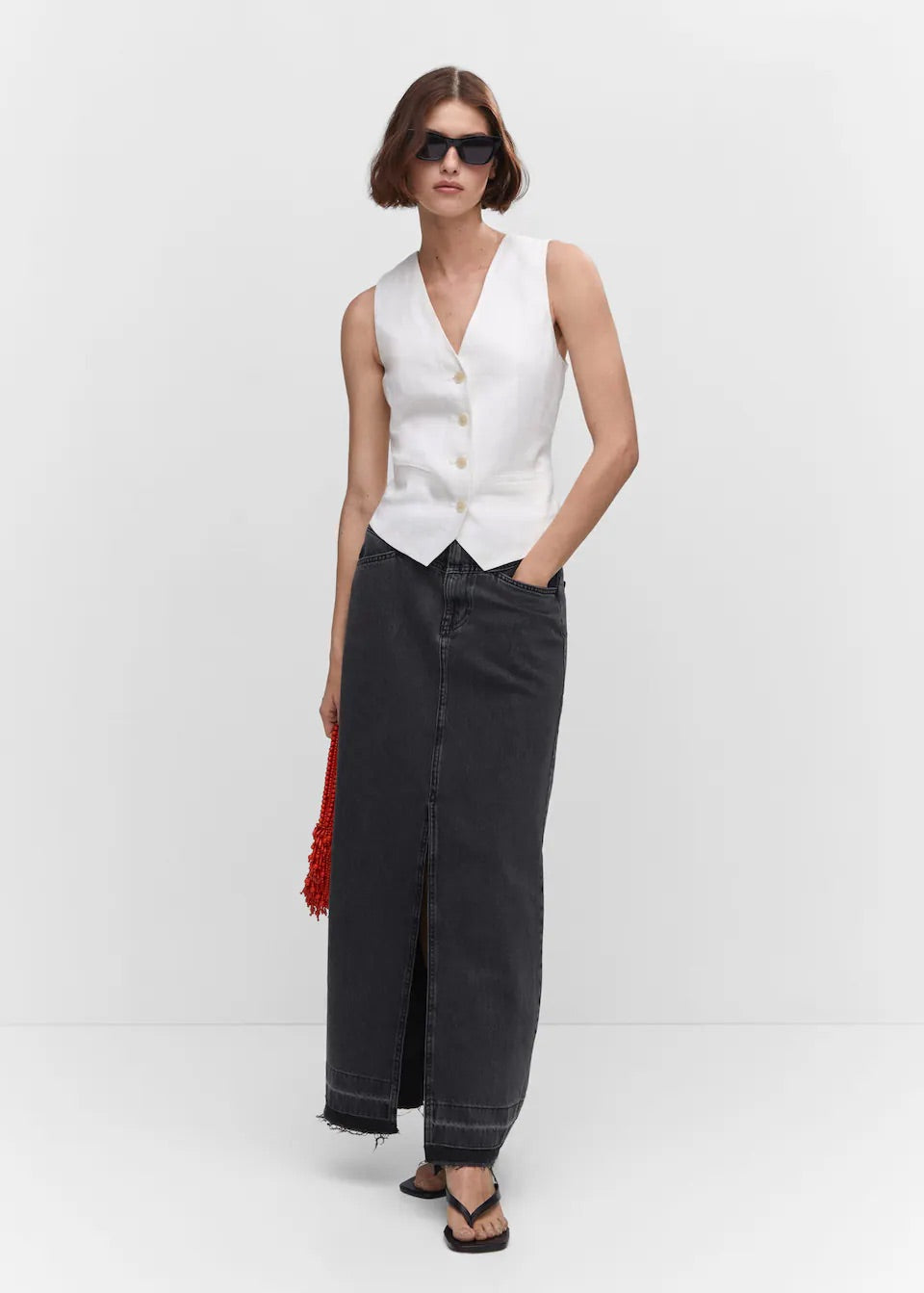 Denim long skirt