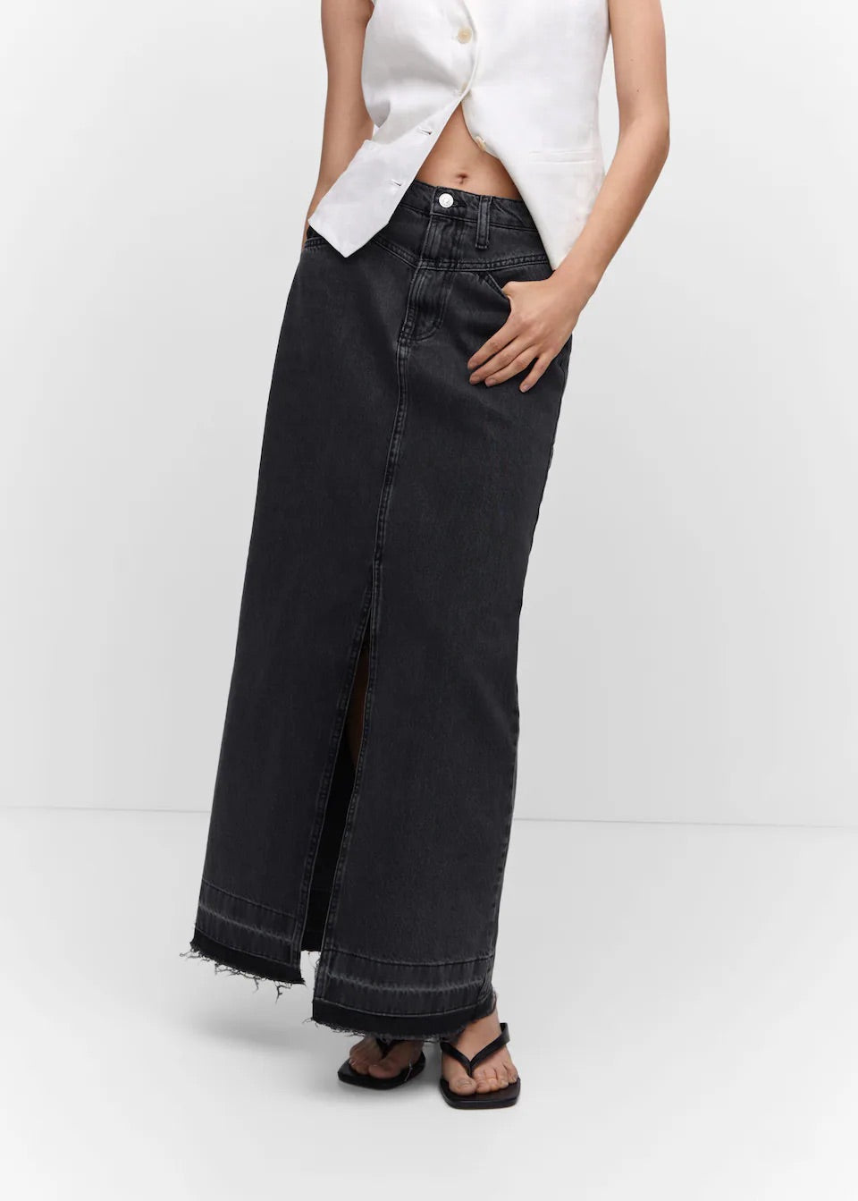 Denim long skirt