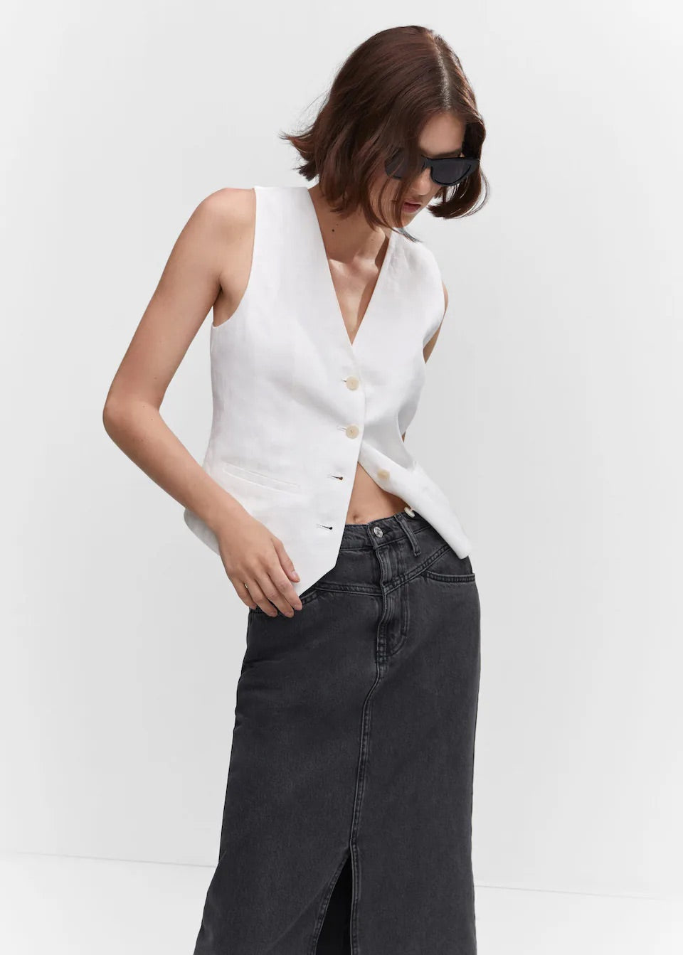 Denim long skirt