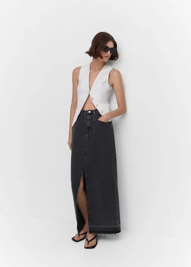 Denim long skirt