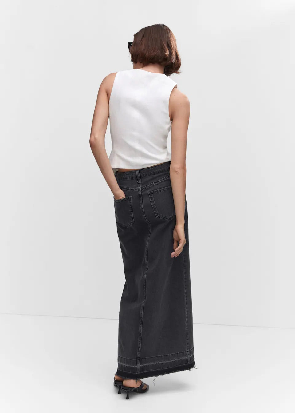 Denim long skirt