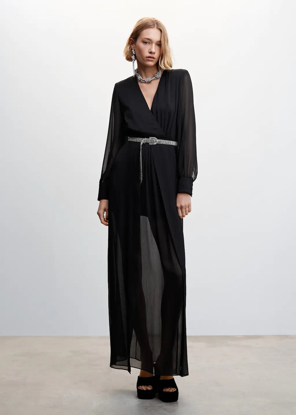 Chiffon dress with slits