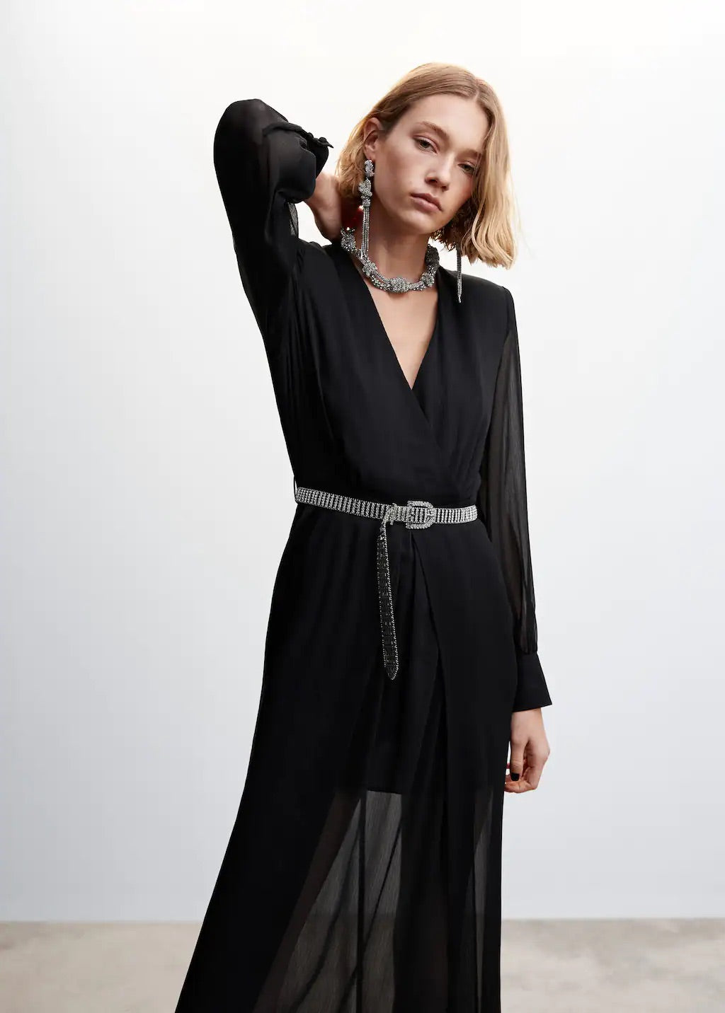 Chiffon dress with slits