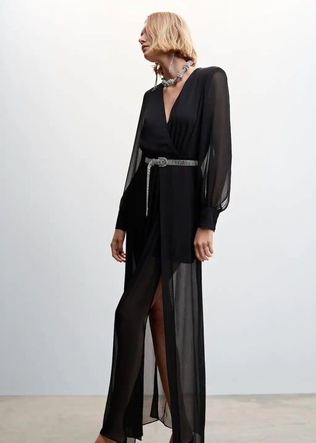 Chiffon dress with slits