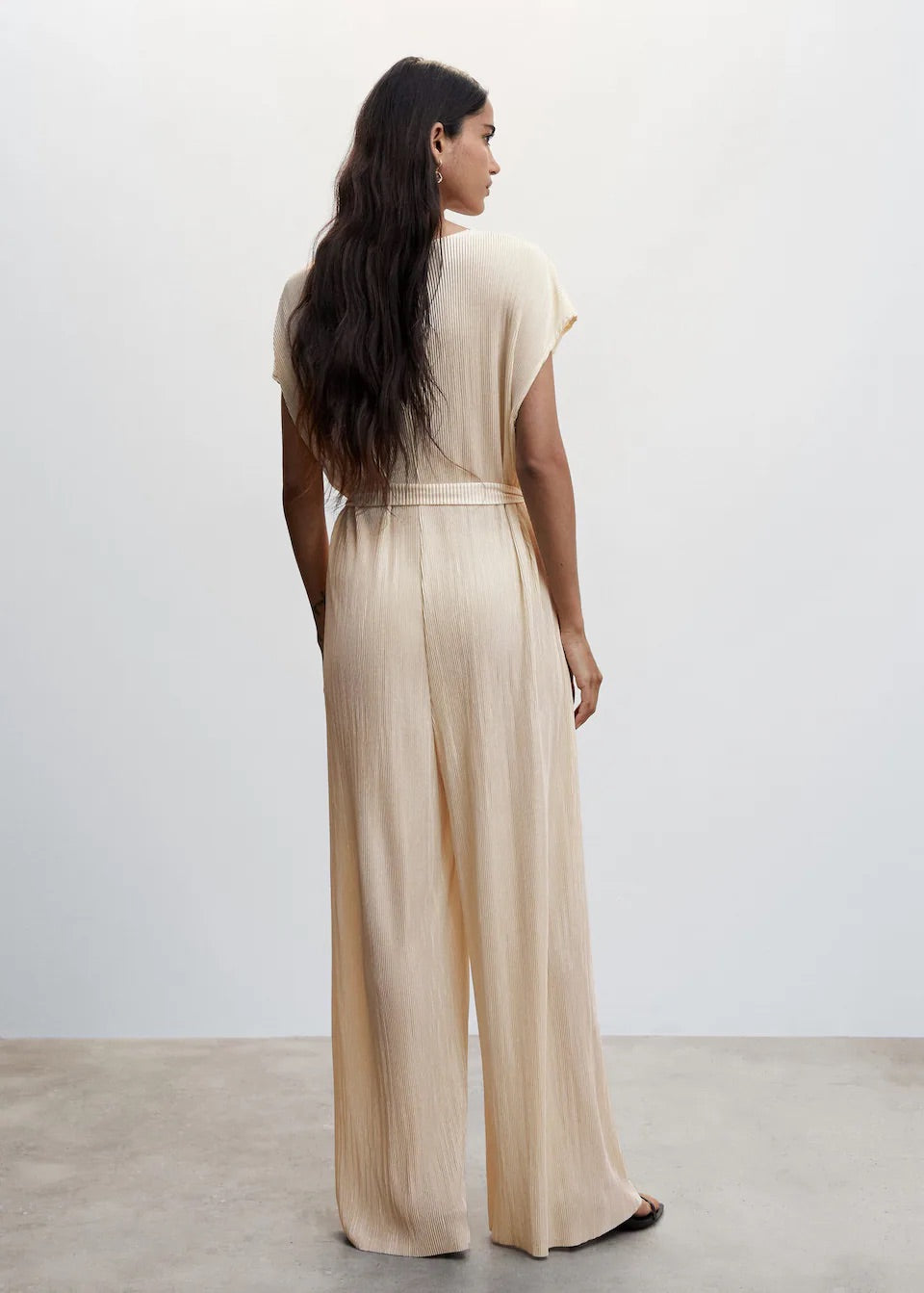 Satin pleated jumpsuit