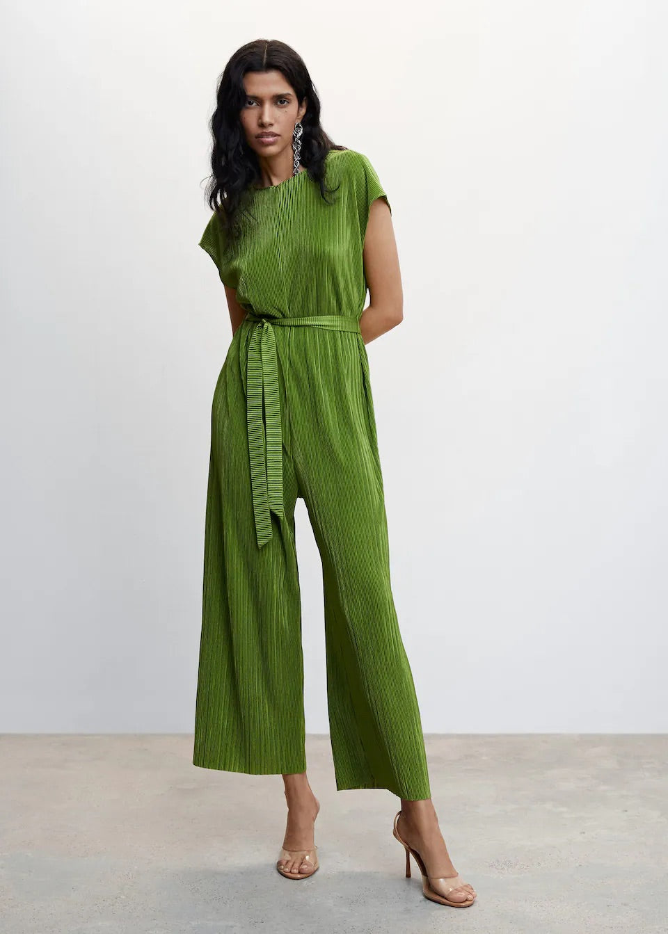 Satin pleated jumpsuit