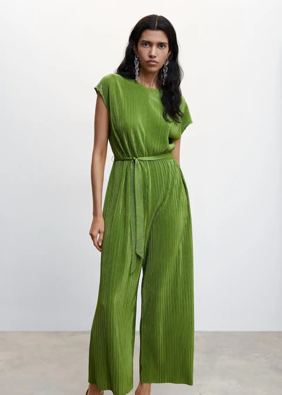 Satin pleated jumpsuit