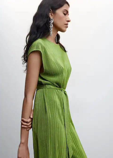 Satin pleated jumpsuit