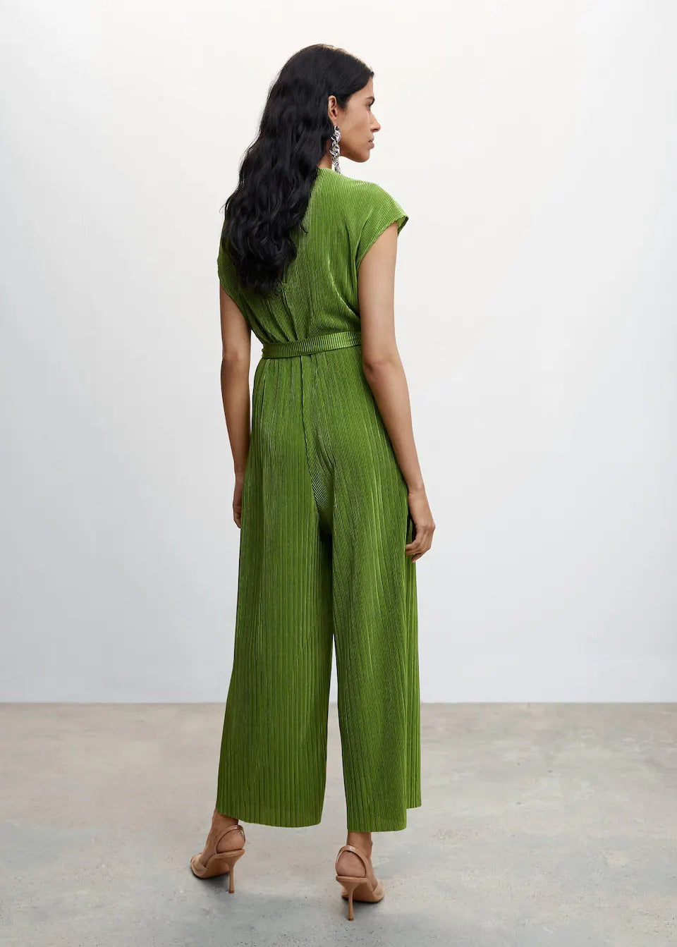 Satin pleated jumpsuit