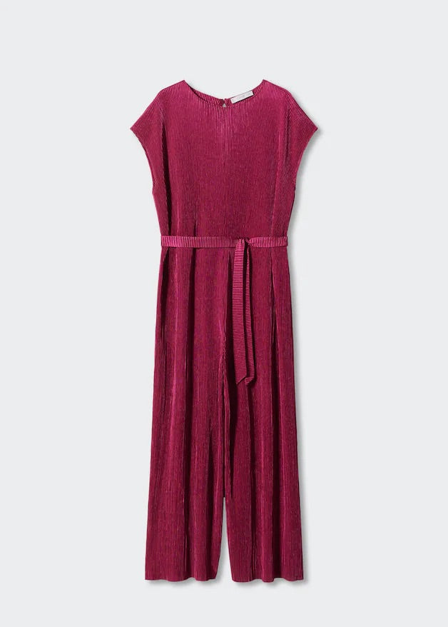 Satin pleated jumpsuit