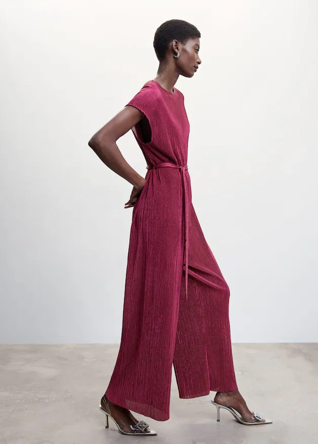 Satin pleated jumpsuit