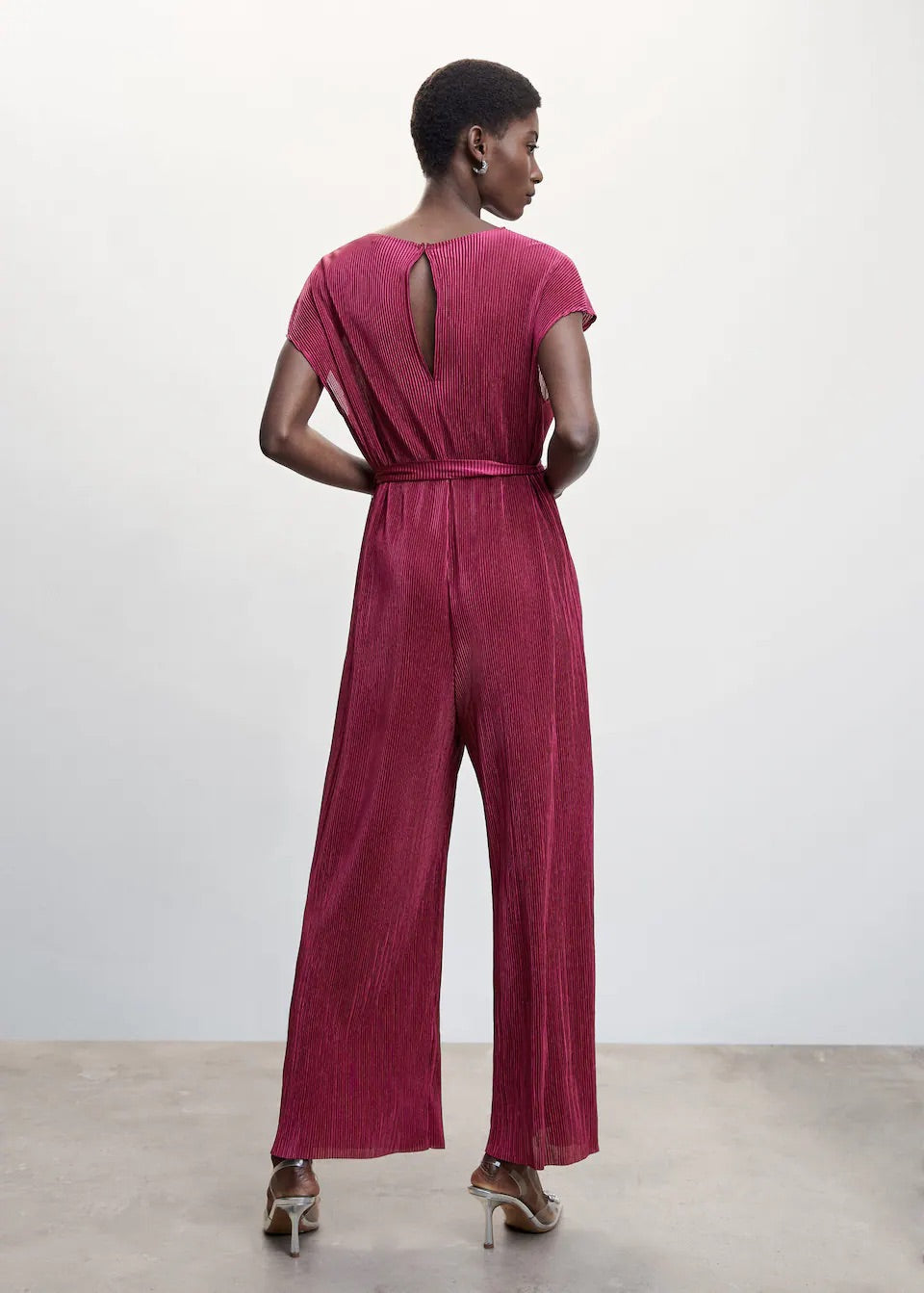 Satin pleated jumpsuit
