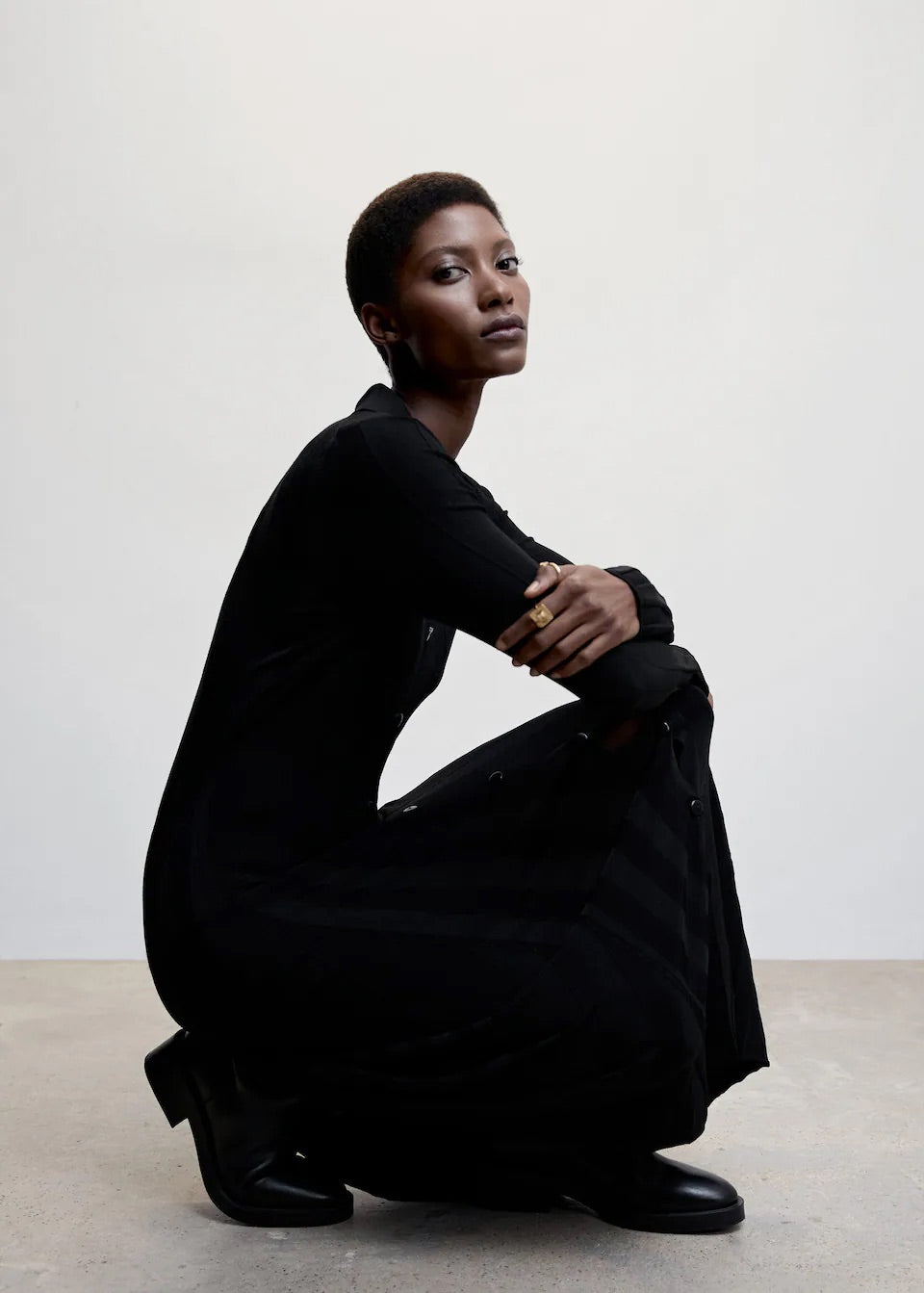 Ribbed polo neck dress