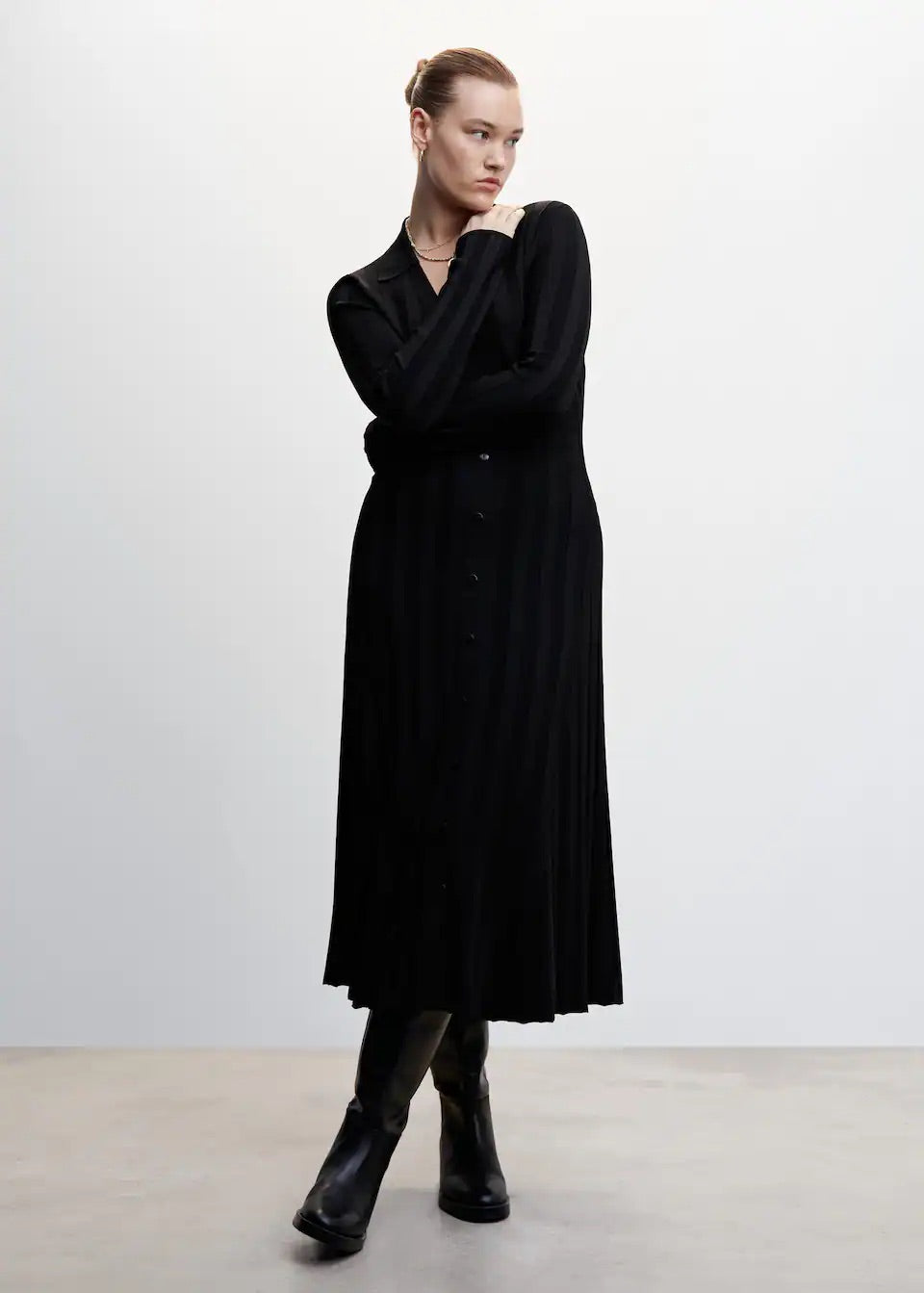 Ribbed polo neck dress