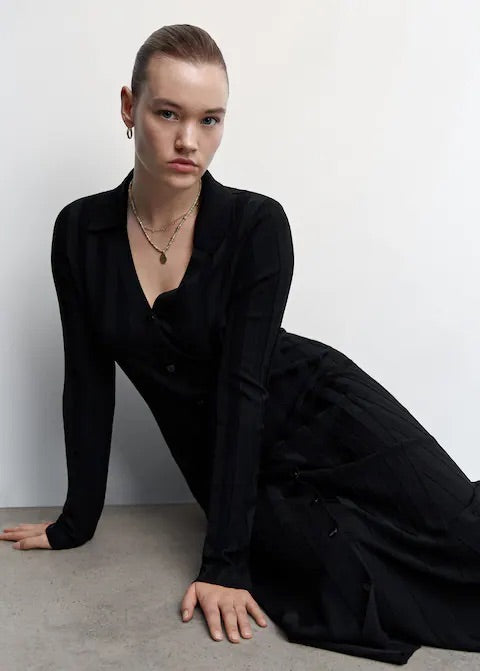 Ribbed polo neck dress