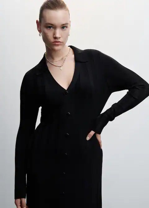 Ribbed polo neck dress