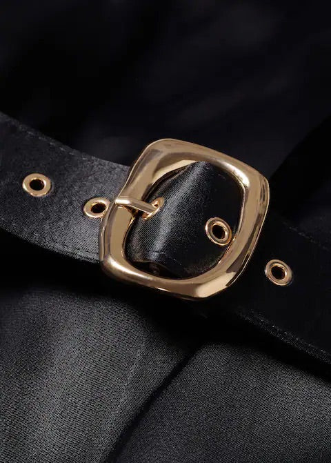 Satin jumpsuit with belt