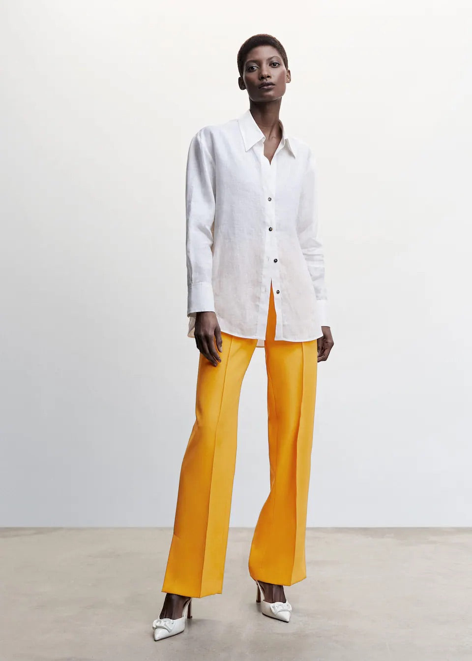 Straight trousers with openings