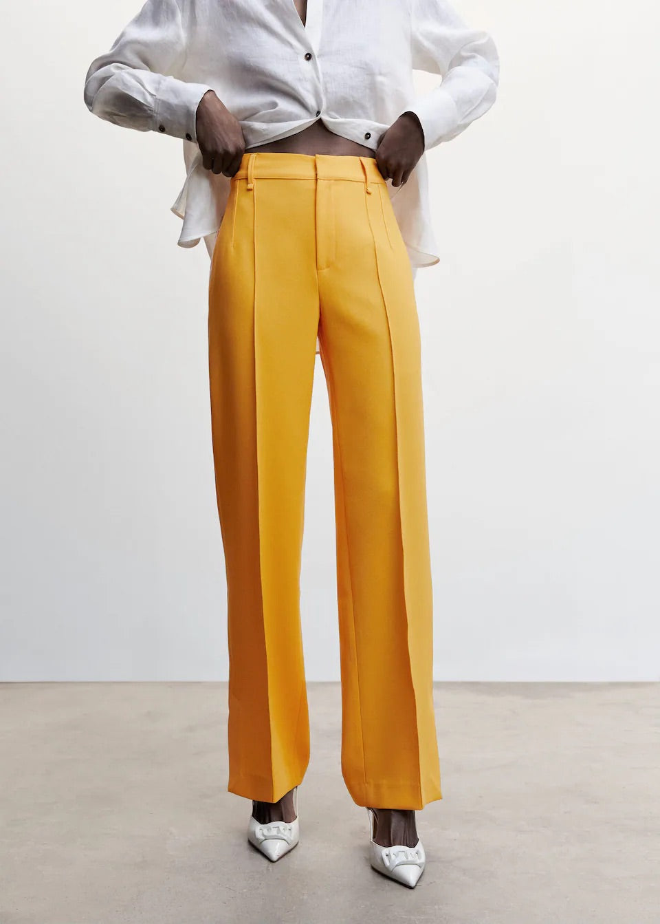 Straight trousers with openings