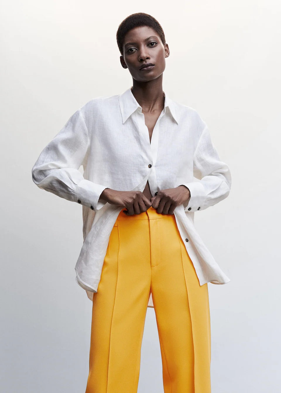 Straight trousers with openings