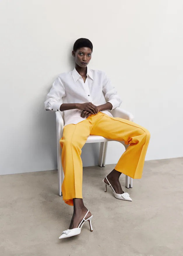 Straight trousers with openings