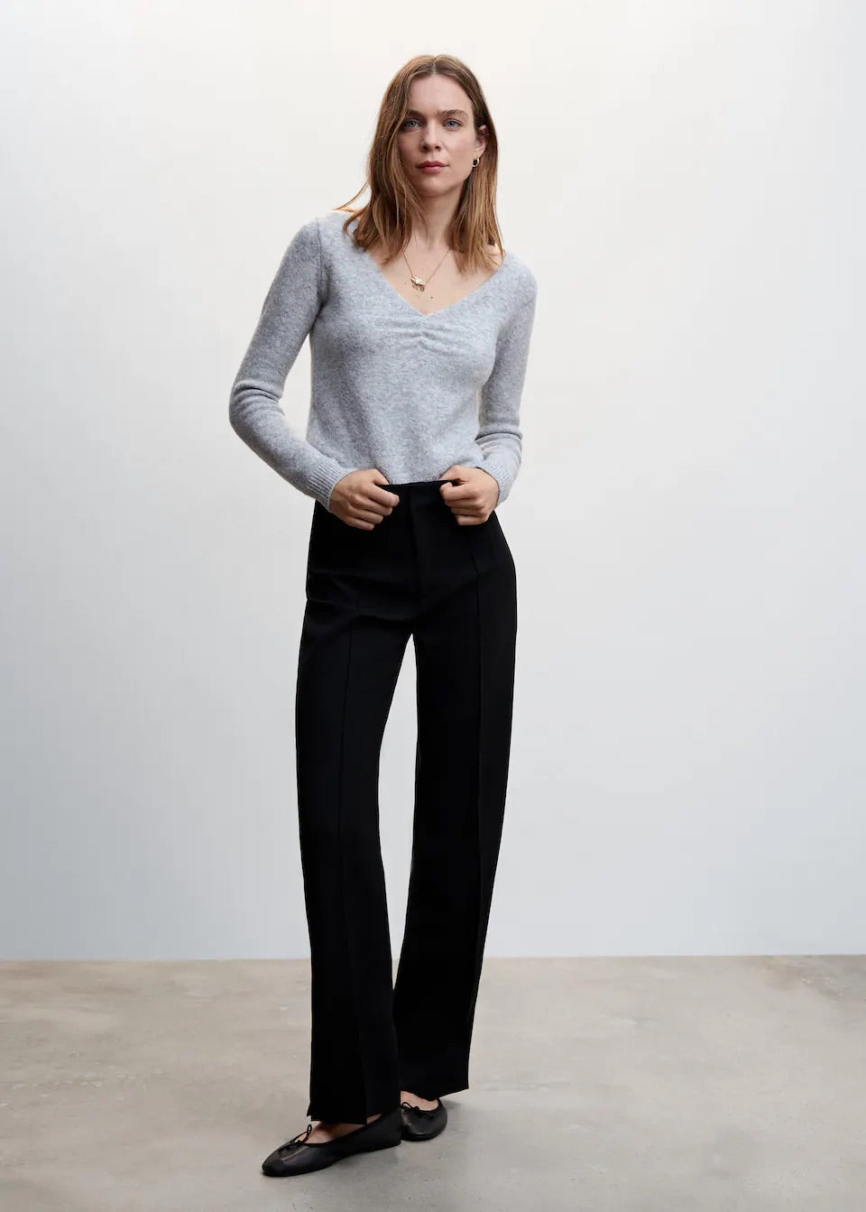 Straight trousers with openings