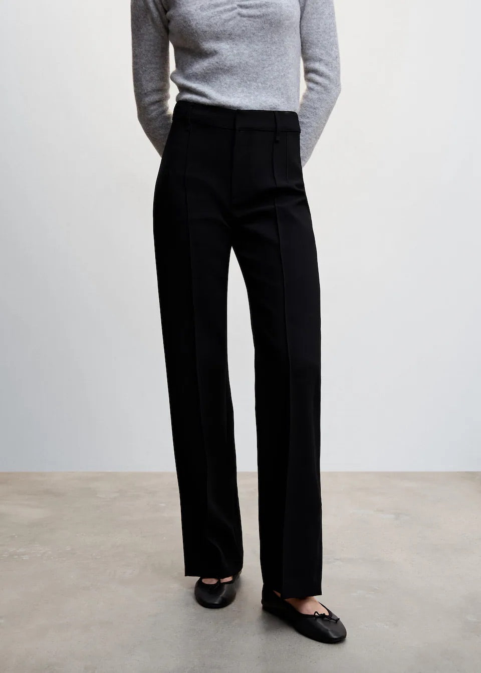 Straight trousers with openings