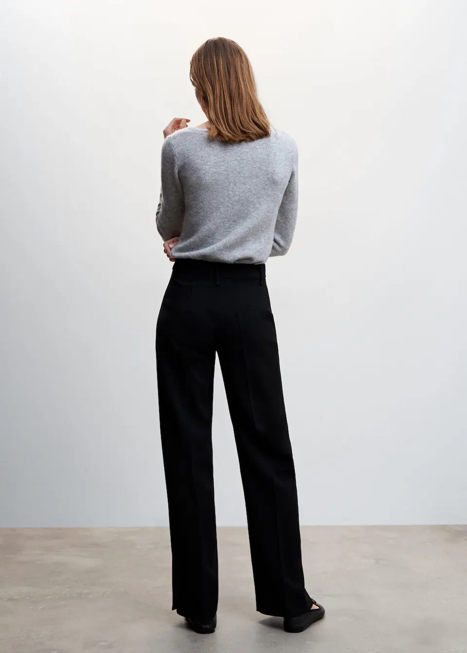 Straight trousers with openings