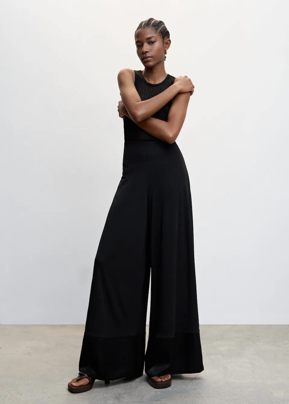 Satin panel palazzo trousers