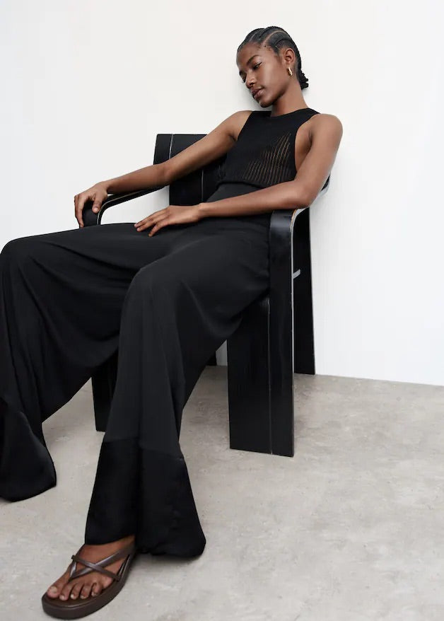 Satin panel palazzo trousers