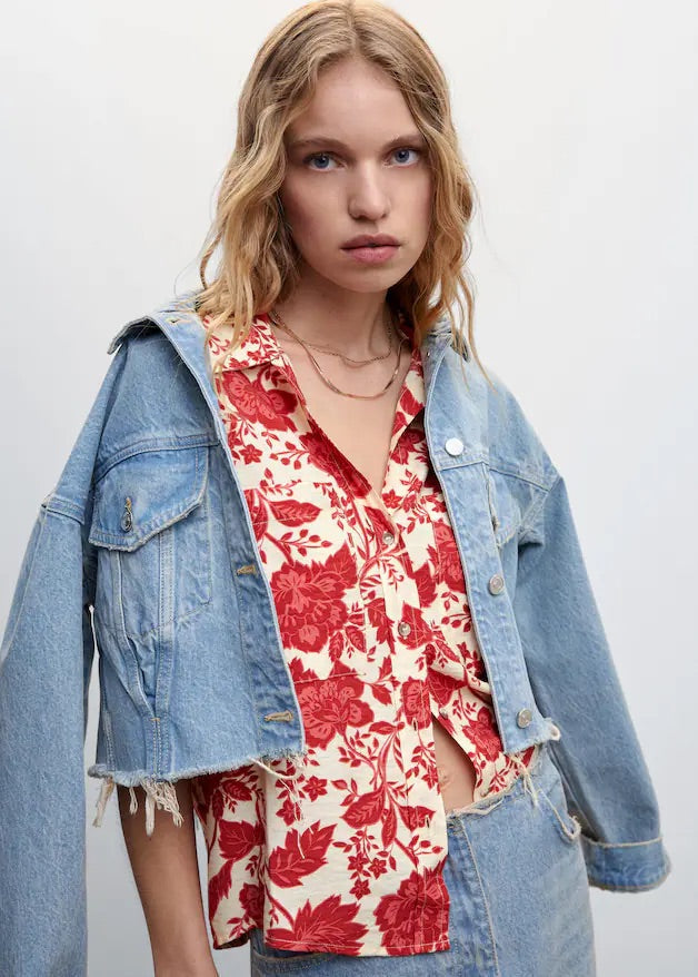 Chest-pocket printed shirt