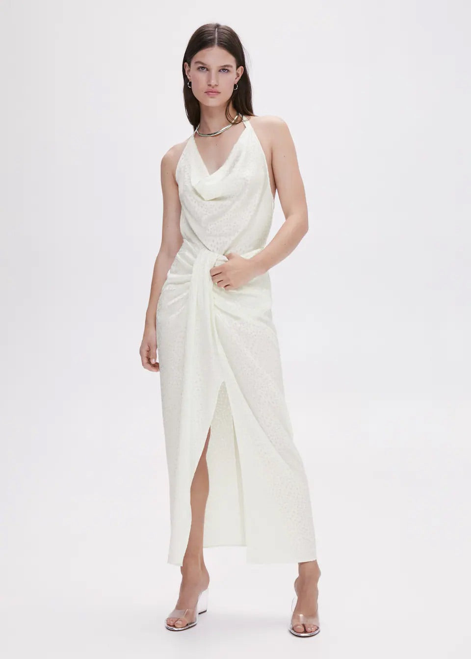 Jacquard top with back slit