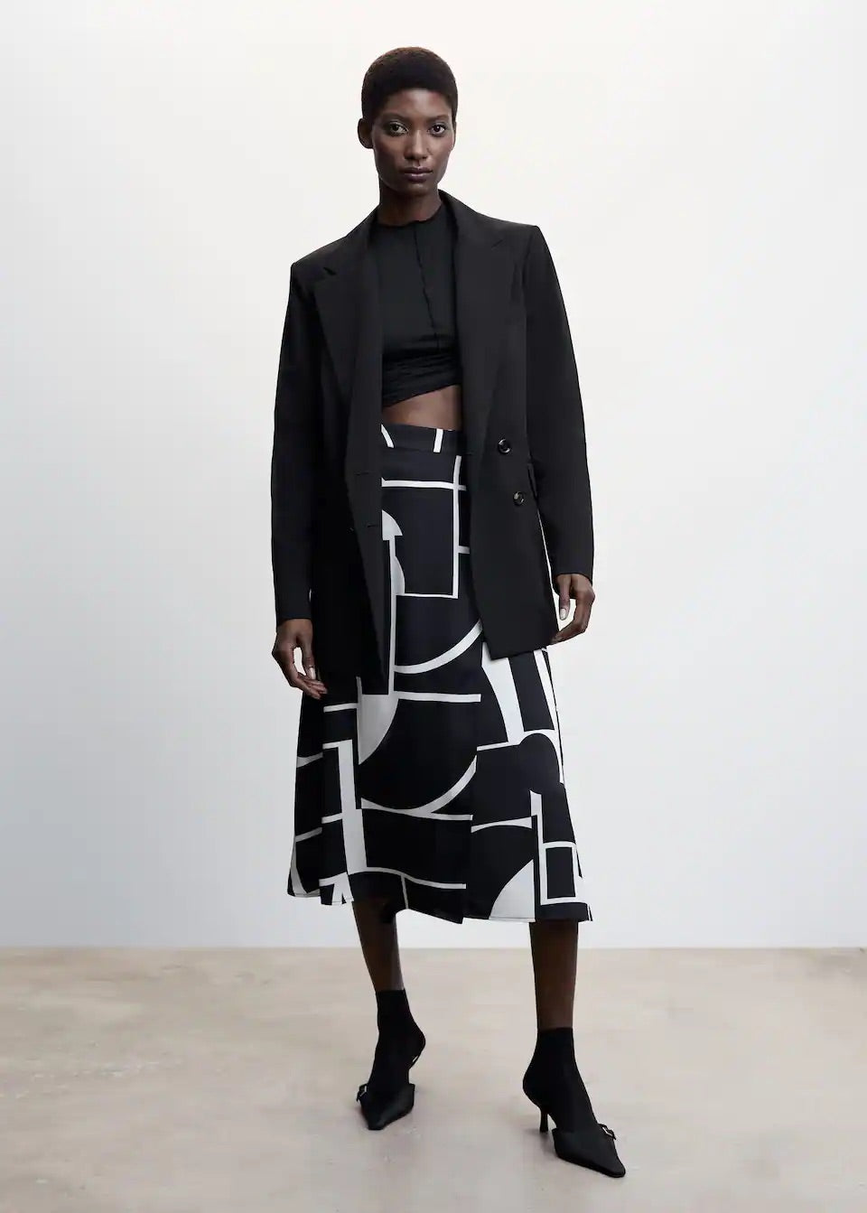 Printed satin skirt