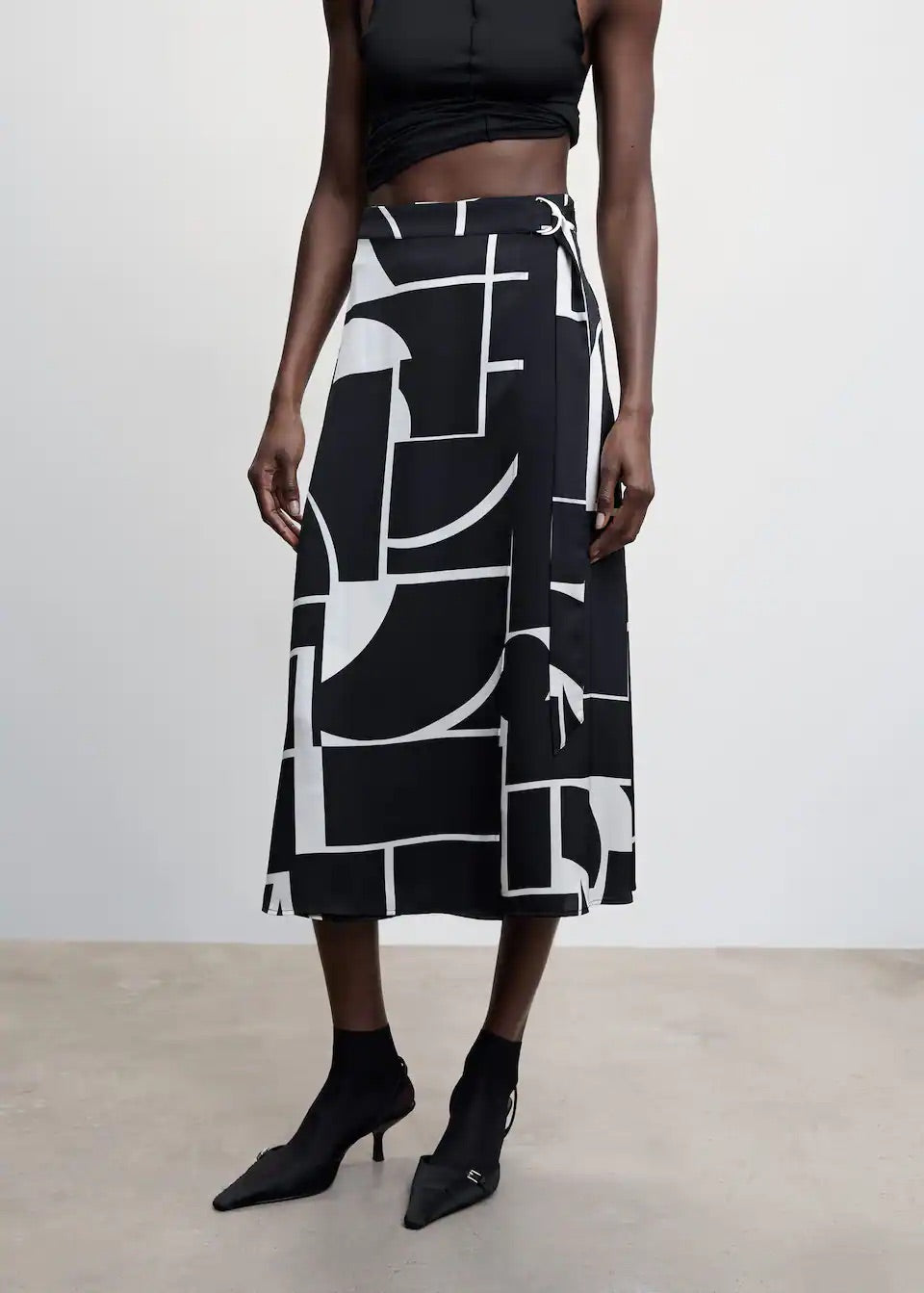Printed satin skirt