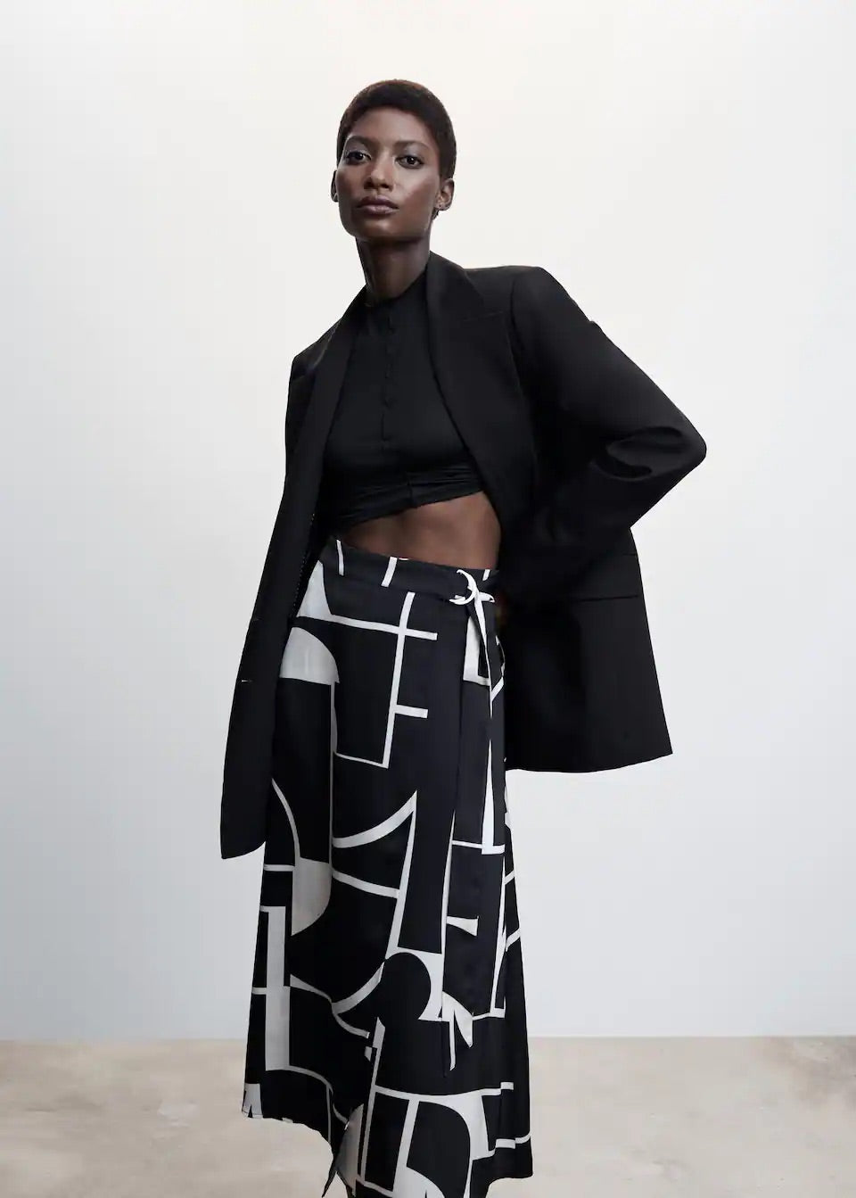 Printed satin skirt