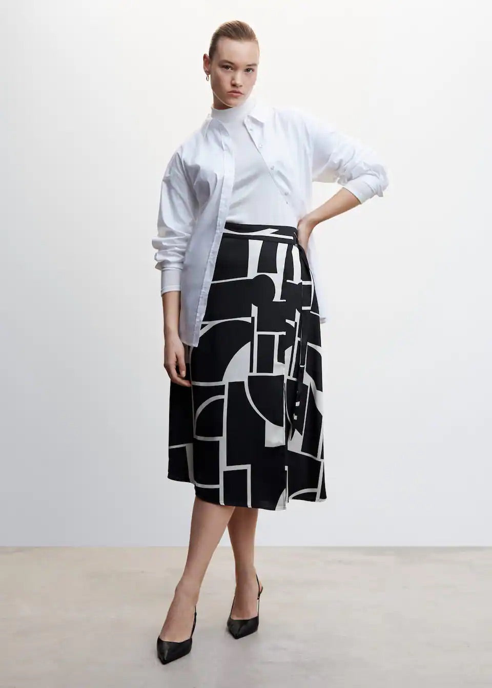 Printed satin skirt